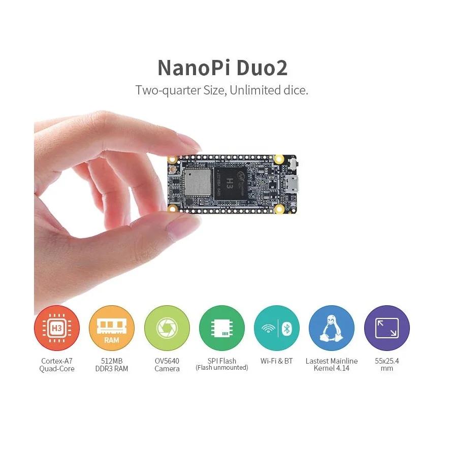 NanoPi Duo2 ŰƮ, 512MB DDR RAM,Allwinner H3,  Cortex-A7, ִ 1.2GHz, OV5640, OpenWRT,Wifi & BT   Ϻ DietPi Ka